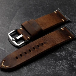 High-end Italian Genuine Leather Strap, Handmade Fit iWatch Apple Watch Ultra2 S9 49mm 45mm 44mm Genuine Leather Bracelet