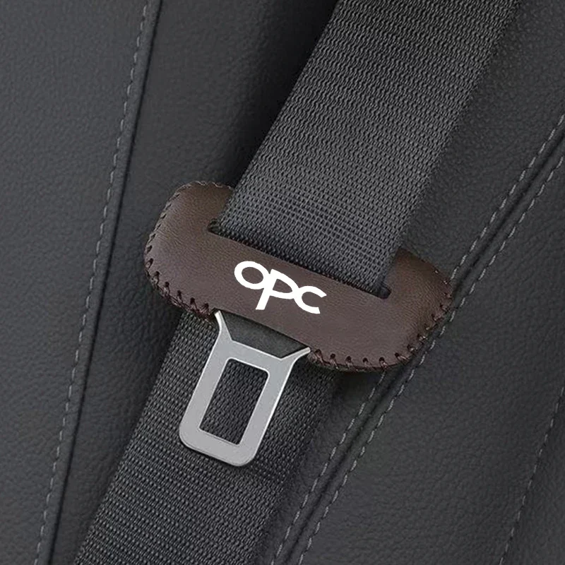 2pcs PU Leather Car Seat Belt Buckle Clip Cover Protector Anti-Scratch Case For OPEL OPC OPC line