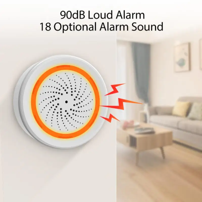 Tuya Zigbee WiFi Sensor de alarma de sirena inteligente de protección de seguridad para el hogar sirena de alerta de sonido funciona con la