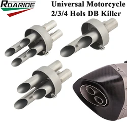60.8mm Universal Motorcycle Exhaust Muffler Pipe Escape 2 3 4 Hole DB Killer Removable Eliminator Silencer Reduce Noise Sound