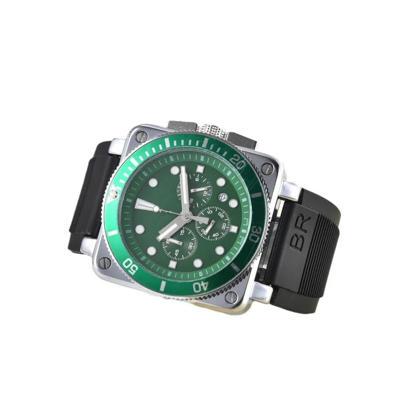 2025 Reloj de negocios de lujo para hombre Movimiento de cuarzo Acero inoxidable Cristal de zafiro Resistente al agua 100M Correa de caucho Fecha