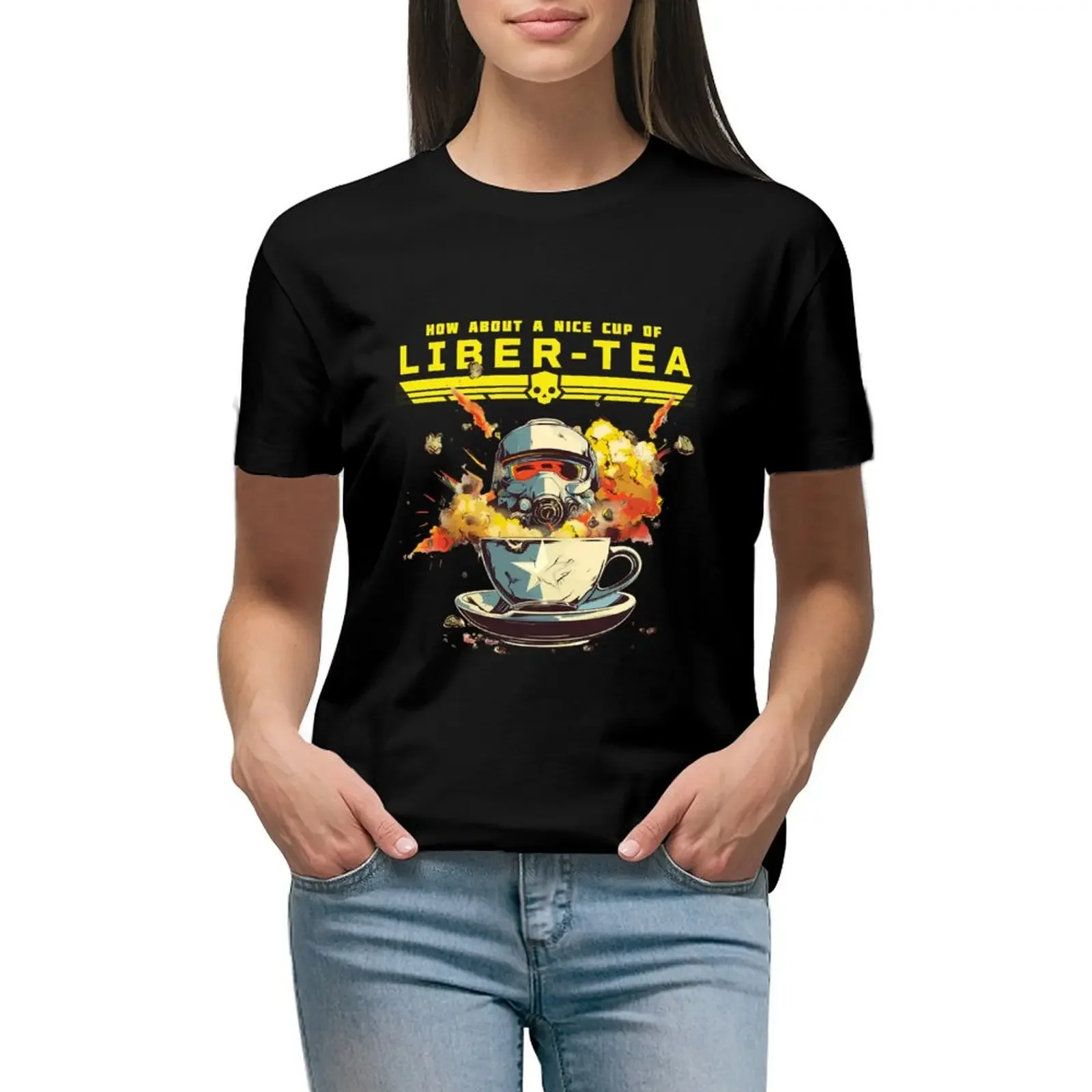 

LIBER-TEA - HellDivers II T-Shirt cute clothes plain customs new edition Women t shirt