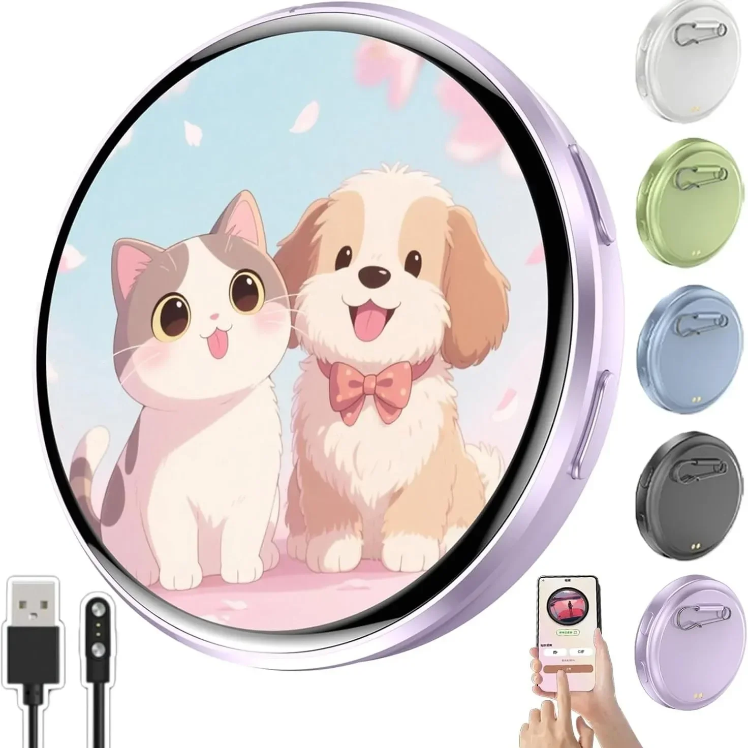 Für E-Badge HD Dynamic Display Smart Pin, für E-Badge Bluetooth Anime Digital Pin mit App-Steuerung für Fotos & Animationen