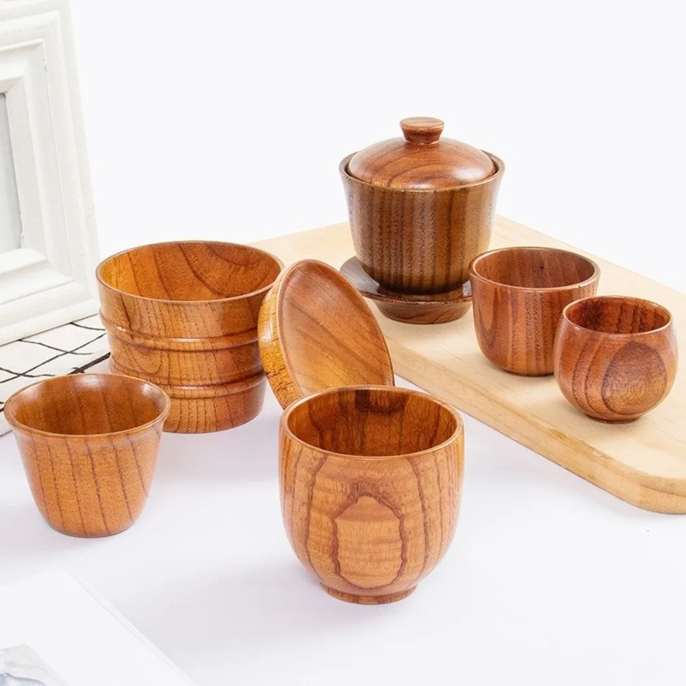 Natural Multi Shape Wild Jujube Wood Cup With Handle Natural Grain Wood Mug Coffee Mug For Restaurant