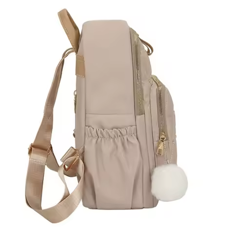 Casual Classic Grid Shoulder Bag Rivet Vintage Women Backpack Multiple Pockets Handbag Nylon Travel Bag Girls