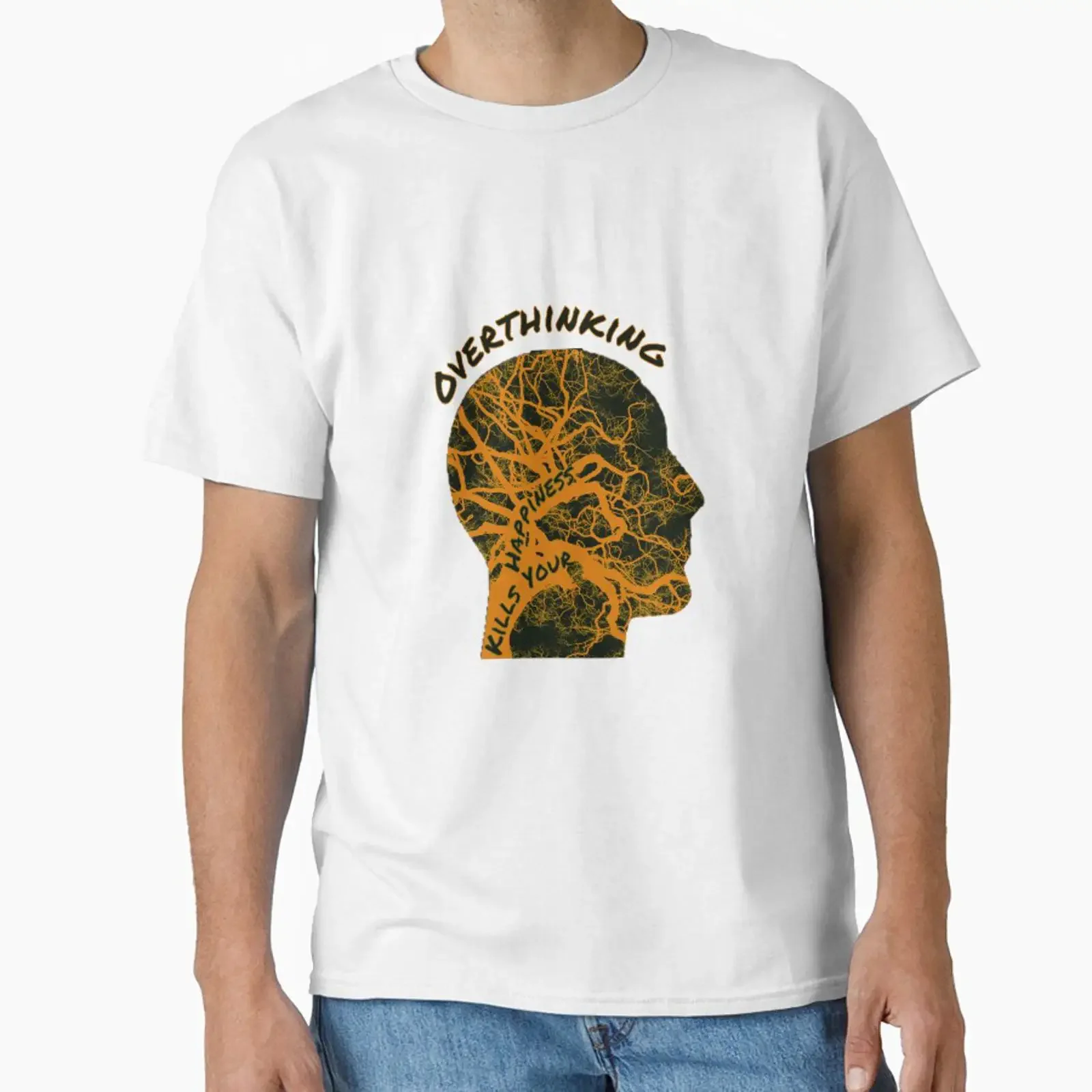 Warning Overthinking Kills Your Happiness Classic T Shirt vintage Washed graphic Stylish Casual fashion Versatile Stretched