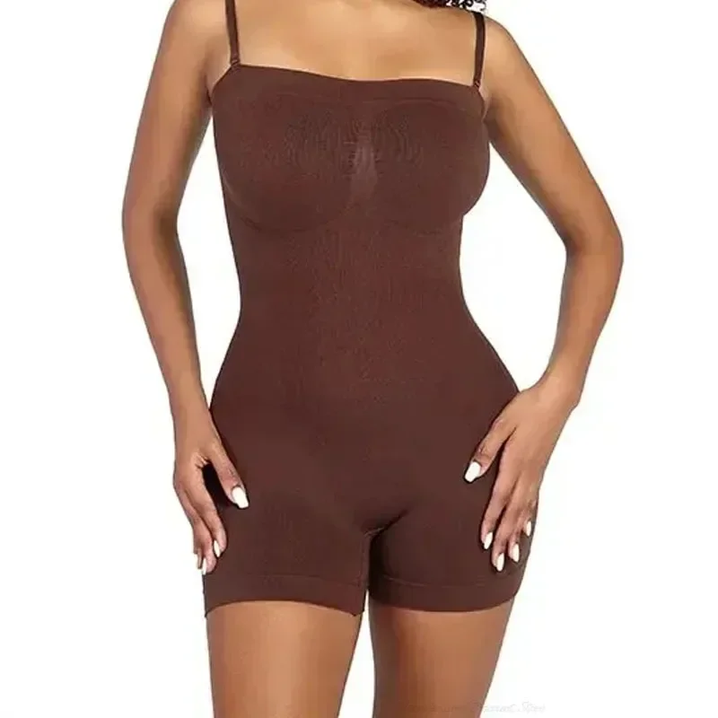 Women's Slim Fit Seamless Vest Weight Reducing Shaping Slim Fit Jumpsuit Detachable Shoulder Straps Abdominal Control Shapewear