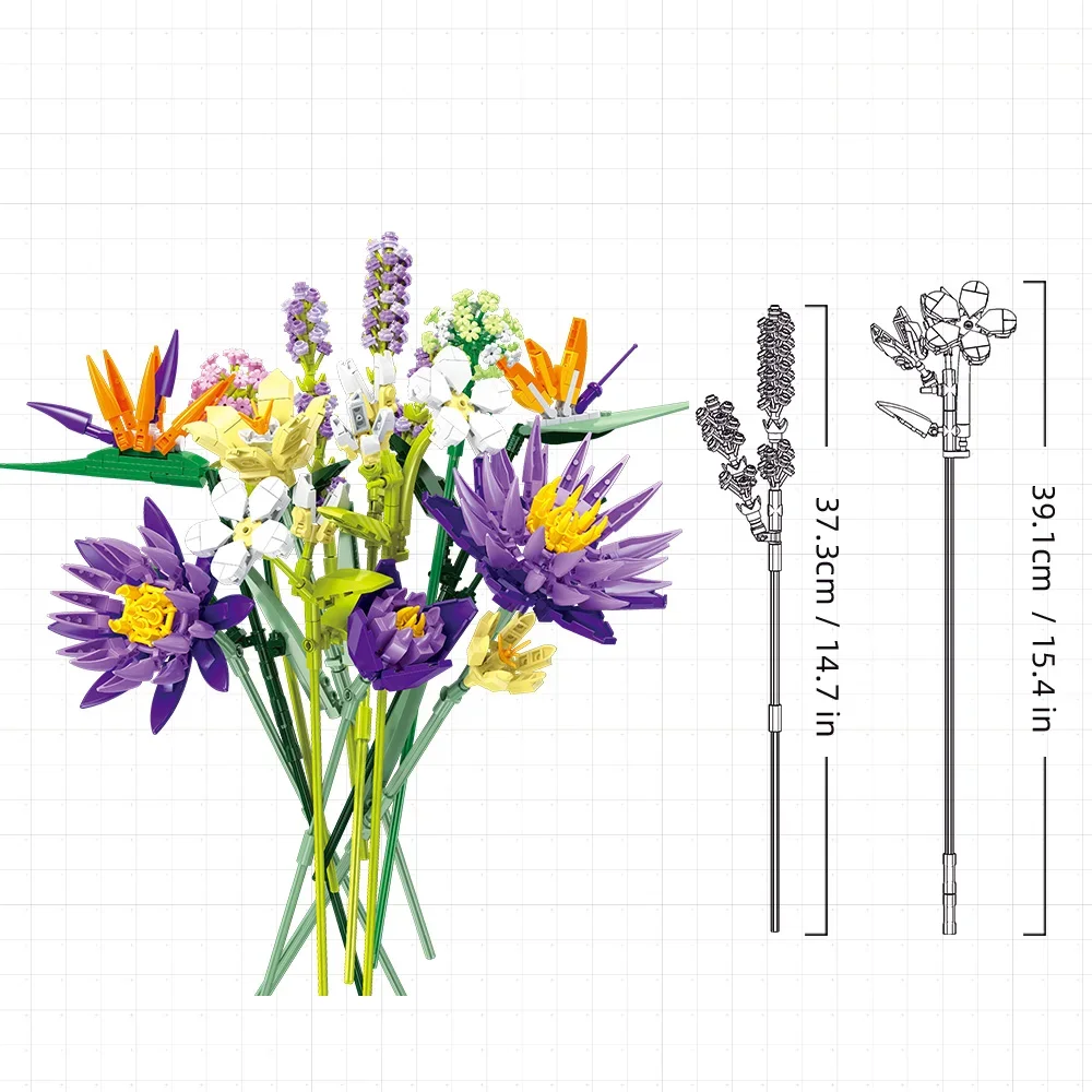 Flower Bouquet Building Sets for Adult, Home Decor Gifts for Valentine's Day,Mother’s Day Botanical Collection with Fancy Box image 2