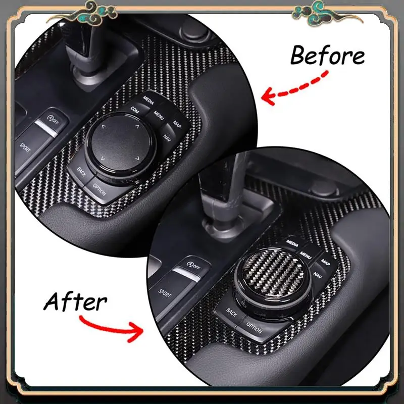 

M45K-For Toyota Supra GR A90 2019-2023 Soft Carbon Fiber Center Console Gear Shifter Multimedia Knob Button Panel Cover Trim Par