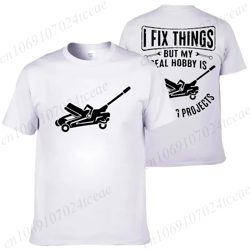 Funny Mechanic T Shirts for Men Short Sleeve Shirts Funny Graphic Tees I Fix Things Collecting Objects Fashion Casual Men Tees