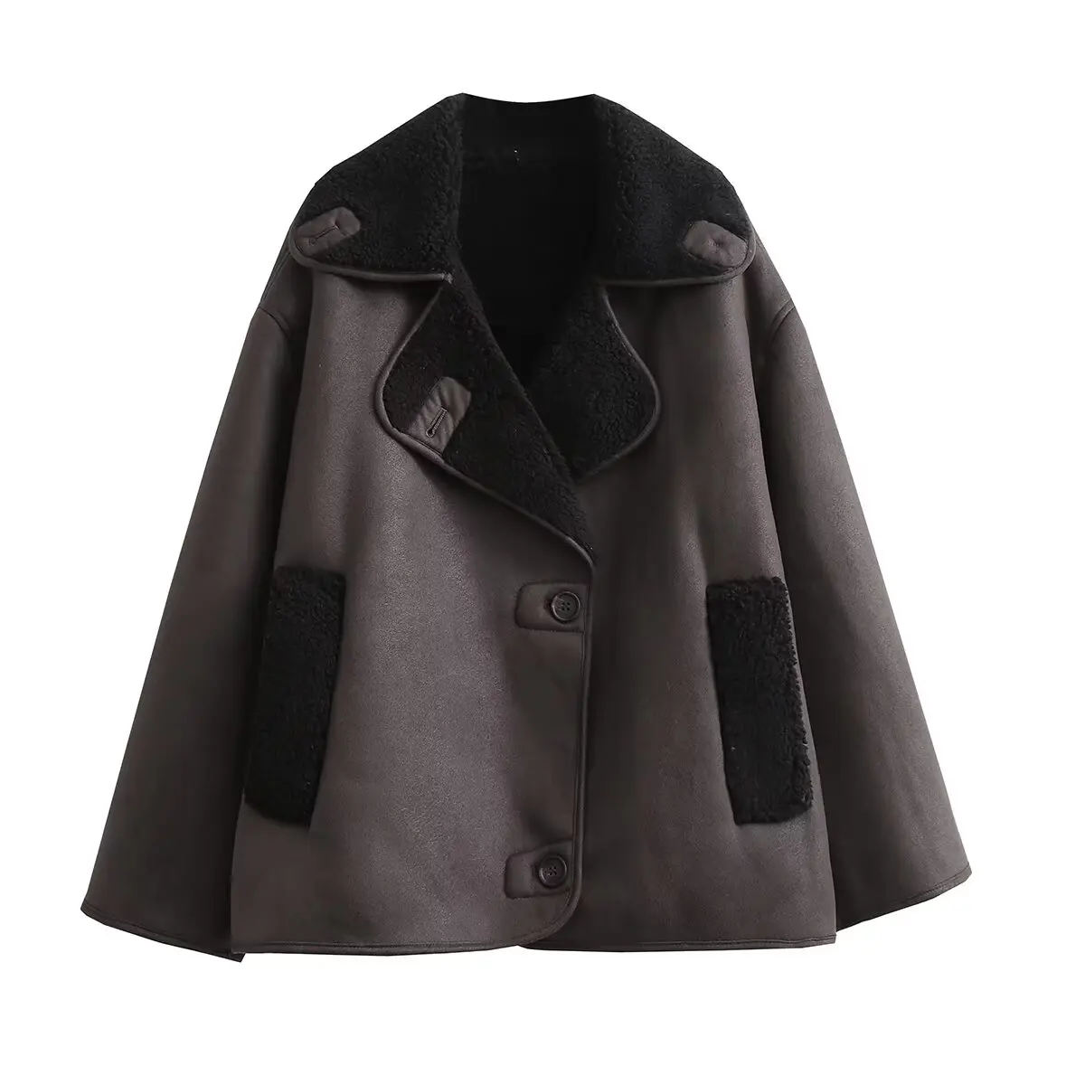 European and American style winter new lambswool lapel fur one-piece double-sided jacket