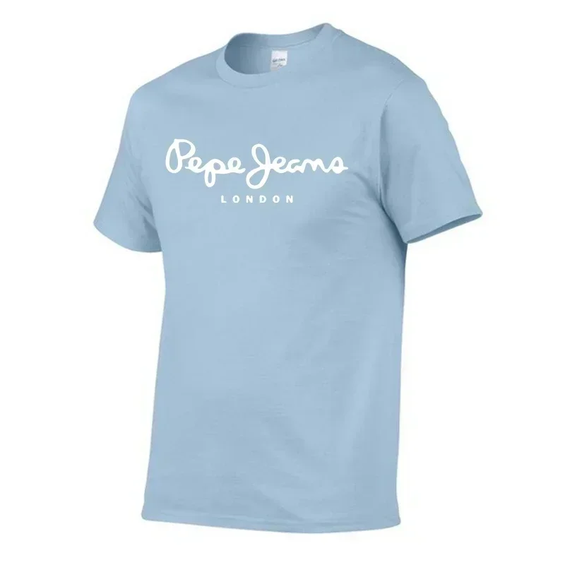

2025 New Pepe Jains London Logo T-shirt Summer Short Sleeve Top Trendy Fashion Men's and Women's Same Style Breathable T-shirt