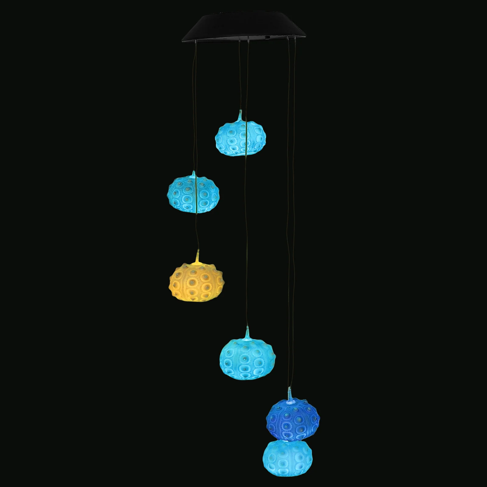 

Painted Sea Urchin Lamp Solar Wind Chime Chimes LED Lights Ornaments Garden Decorative