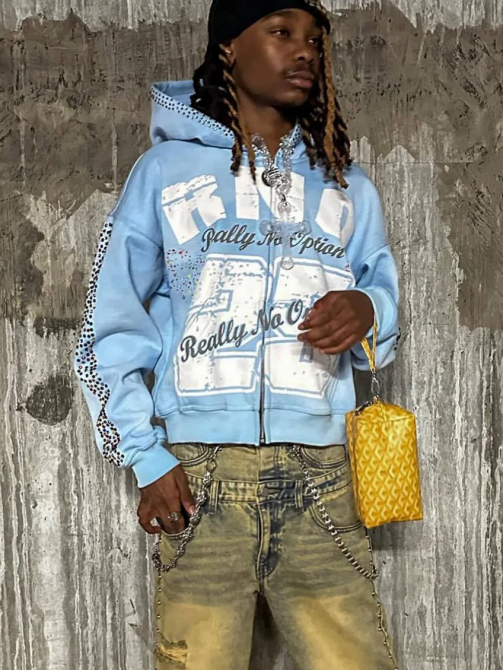 

2026 New Autumn/Winter American Retro Color Diamond Letter Printed Zipper Hoodie Street Trendy Versatile Casual Niche Coat ins