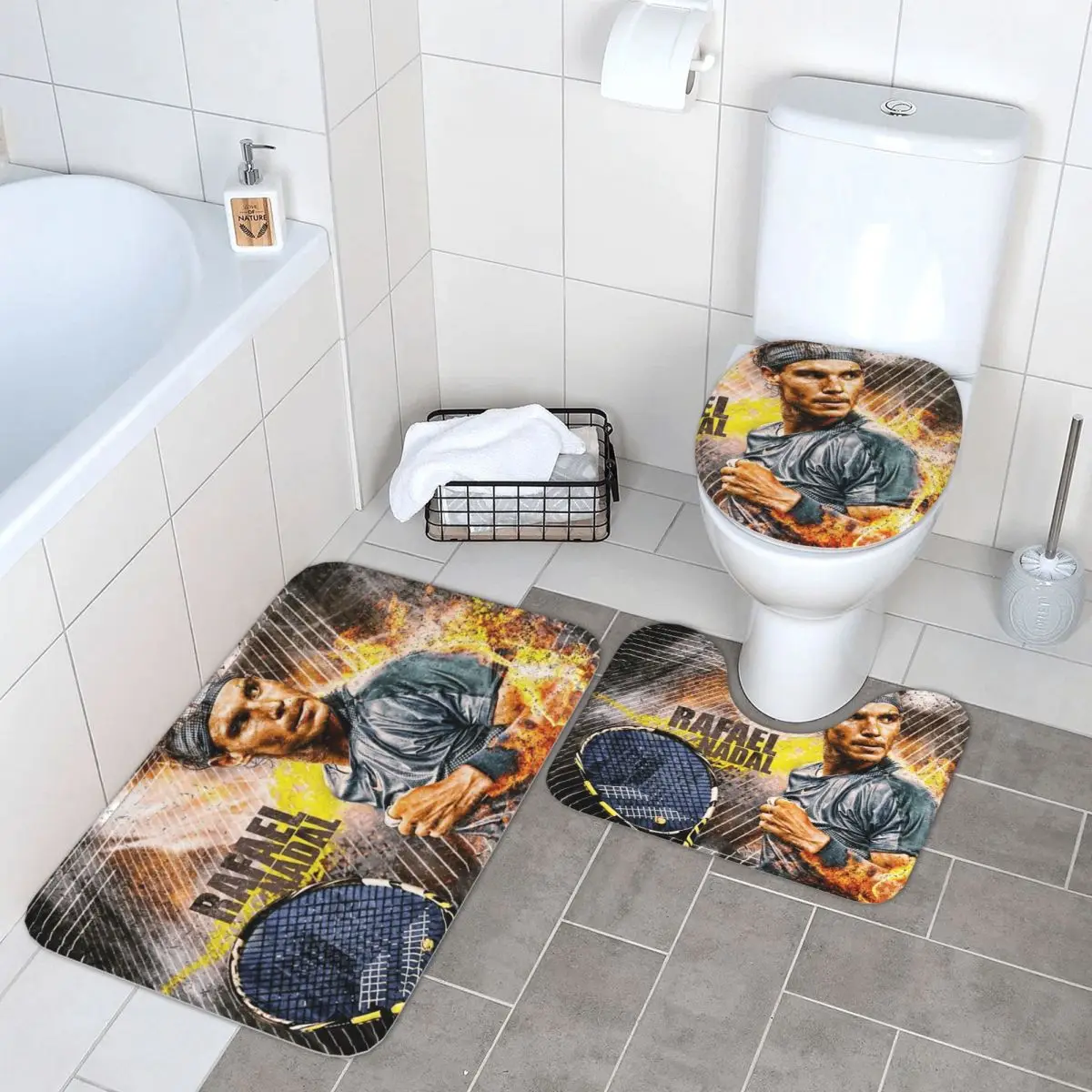 

Дизайн Рафаэль Надаль фото 3-х предметный коврик для ванной комнаты Набор для ванной комнаты Крышка унитаза Домашний декор Нескользящий ковер Напольный коврик