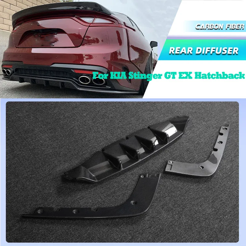 

Задний бампер из углеродного волокна, диффузор, спойлер для губ для KIA Stinger GT EX Hatchback 2018-2023, гоночный задний фартук, комплекты кузова для губ