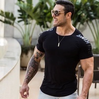 Men Compression Skinny T-shirt Gym Fitness Bodybuilding Shirt Male Summer Running Workout Quick Dry Tees Tops Training Clothing