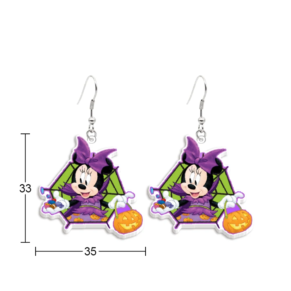 W Halloween Mickey Disney Acrylic Colorful Hanging Pendants Earrings Ear Hook Women Insect Party Jewelry Decoration