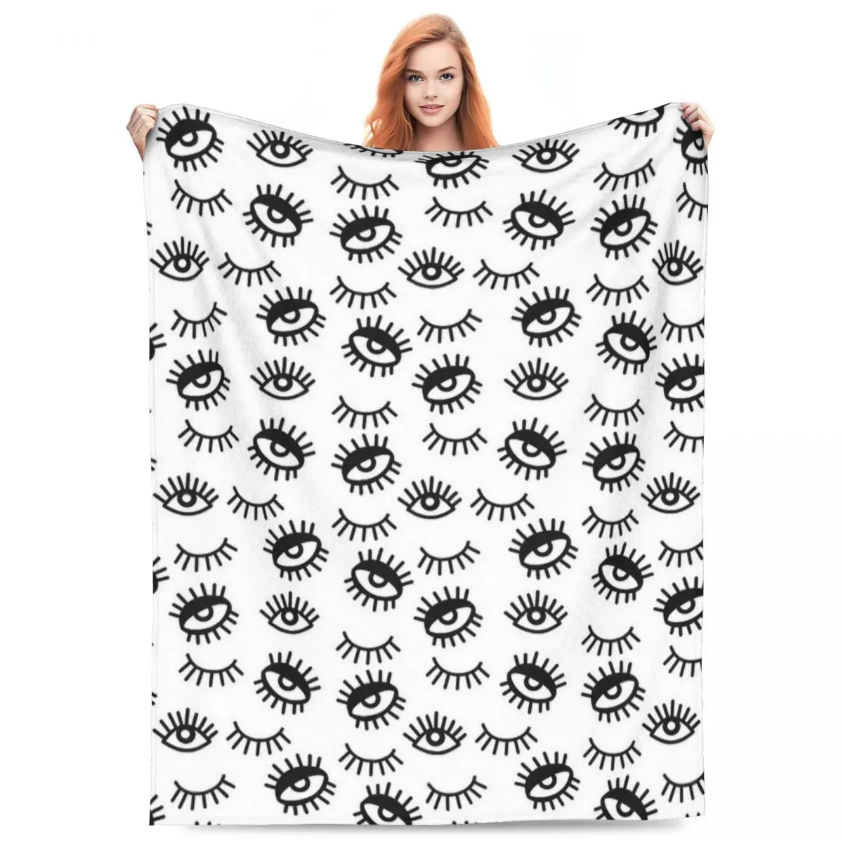 Abstract Eyes Makeup Eyelashes Blankets Velvet Autumn/Winter Breathable Super Soft Throw Blanket for Bed Office Bedspreads