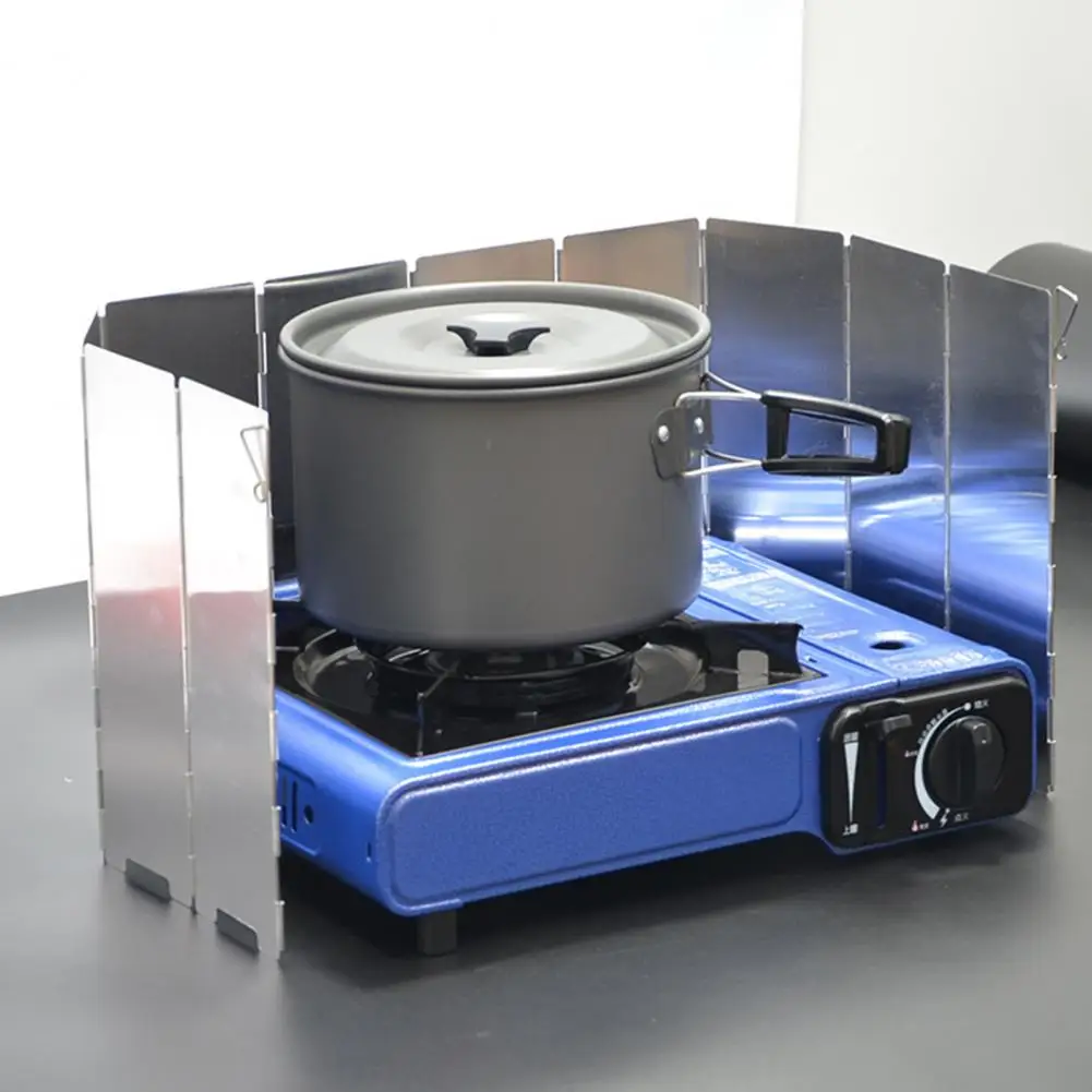 Gas Stove Windshield Outdoor Stove Wind Guard 10-panel Camping Stove Windshield Portable Lightweight Outdoor Hiking Picnic Metal