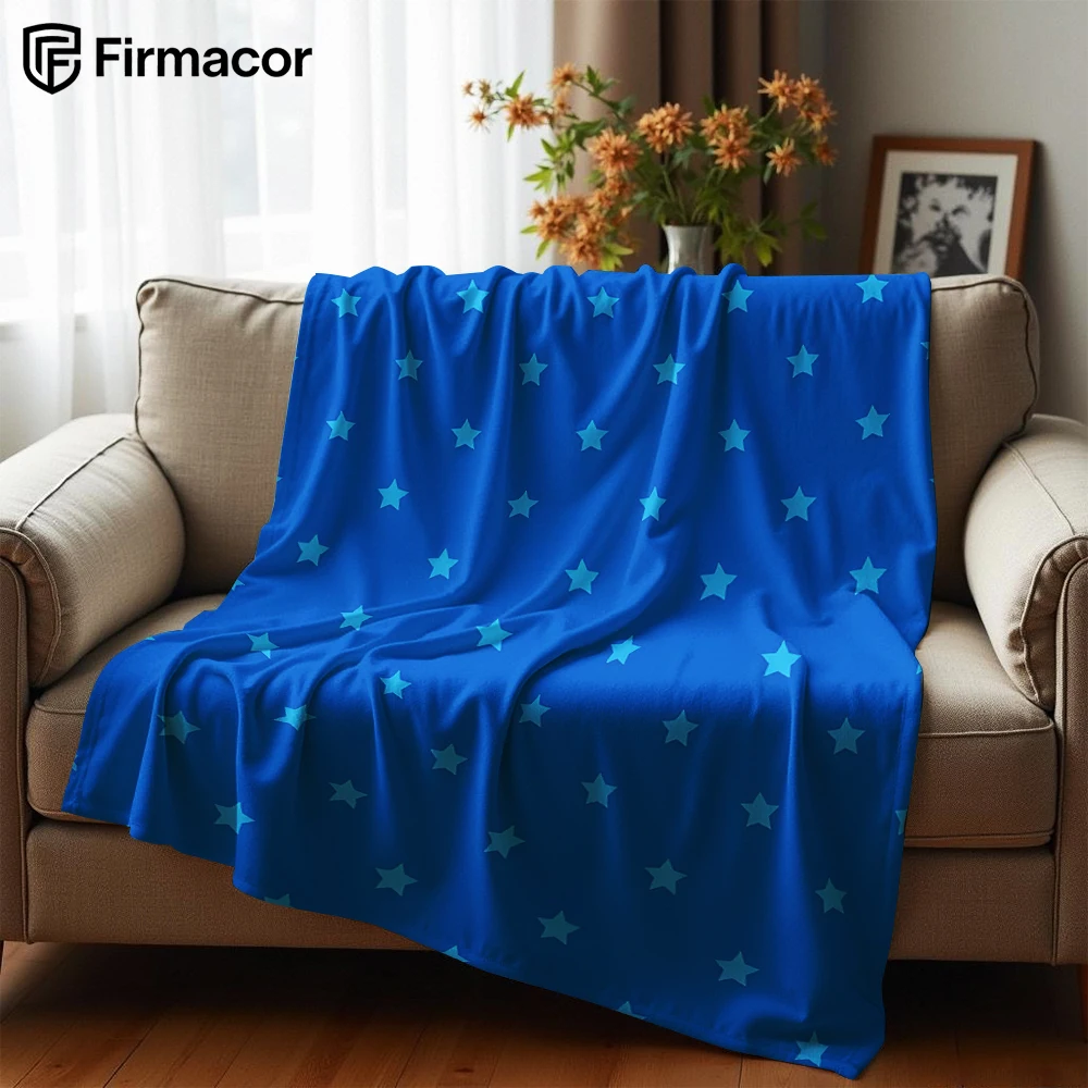 Monochrome Azure Star Anime Cartoon Flannel Blanket Soft Warm Throw for Bedroom Sofa Car Kids Holiday Gift