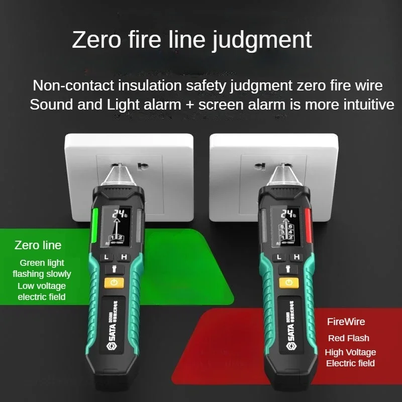 SATA Non-Contact Voltage Tester Smart Electric Induction Test Pen Sound Light Alarm Cordless Voltage Detector AC Voltage D05989