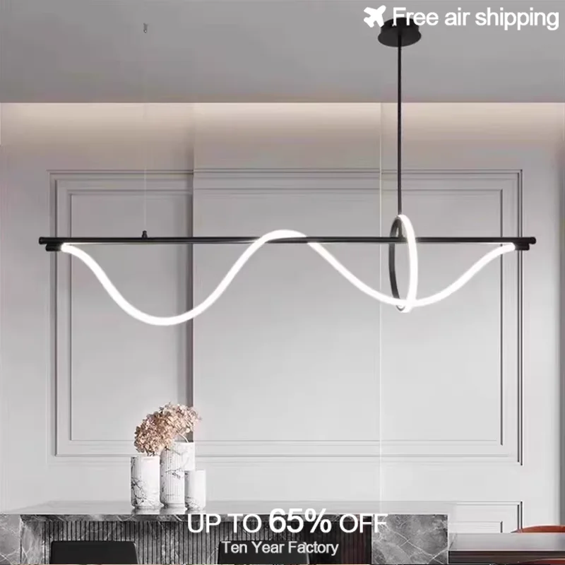 โคมไฟเพดาน LED ปรับความสว่างได้ สไตล์นอร์ดิก ทรงยาว สีทองและสีดำ สำหรับห้องรับประทานอาหาร ห้องนั่งเล่น ห้องครัว โต๊ะกลาง ตกแต่งบ้าน