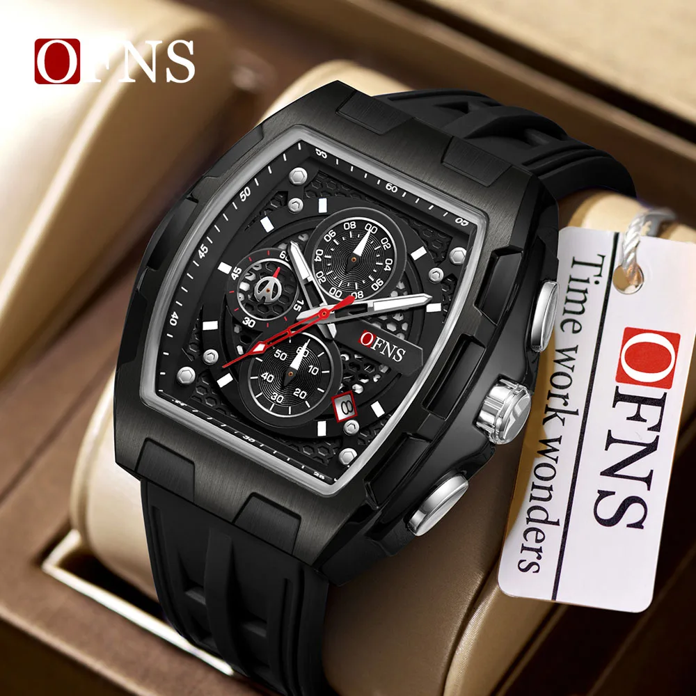 OFNS1210 Men's Quartz Watch Six Needle Multifunctional Timing Watch 5ATM Waterproof Night Light Shockproof Sports Men's Watch
