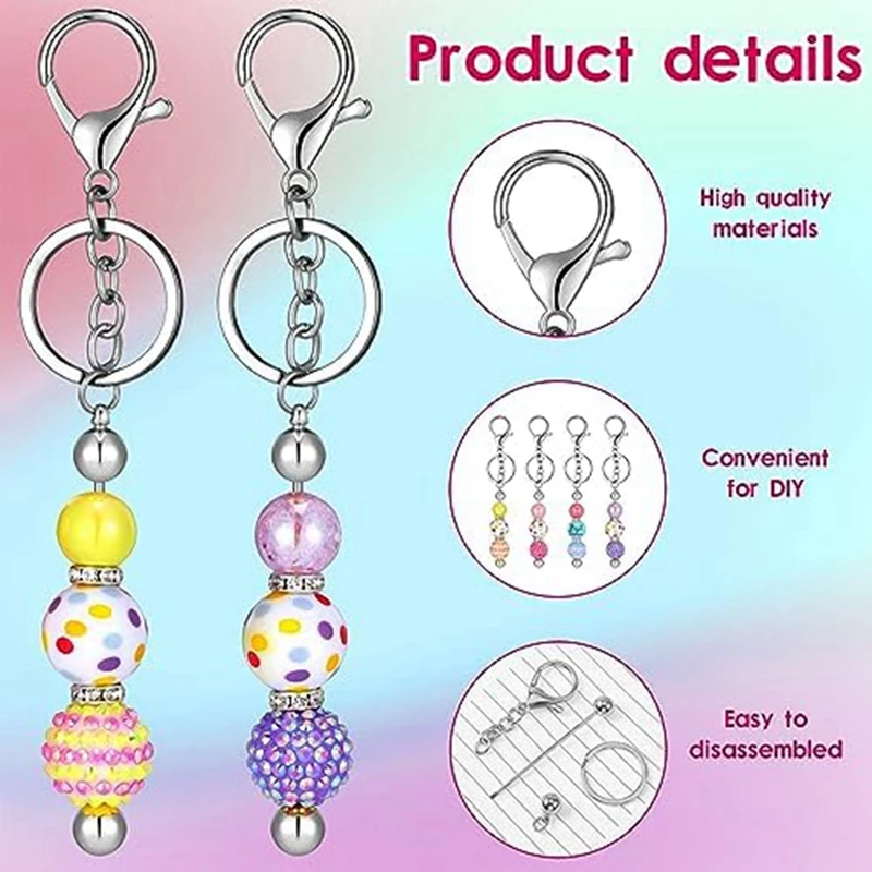 Beadable Keychain Bar Resealable Bags For DIY Craft Keychain Projects Pendant Gift