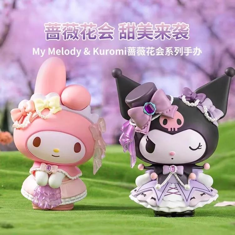 15cm Original Miniso Anime Figures Kuromi Melody Rose Flower Festival Series Sanrio Figure Ornament Girl Christmas Toys Gifts