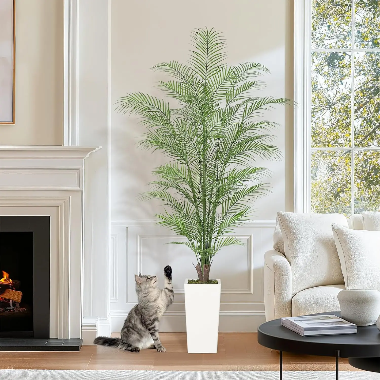 

Artificial Palm Tree 4/5/6ft Tall Potted Artificial Palm Tree Plant,Faux Palm Plant ,Home Office Decor Plants Indoor Outdoor