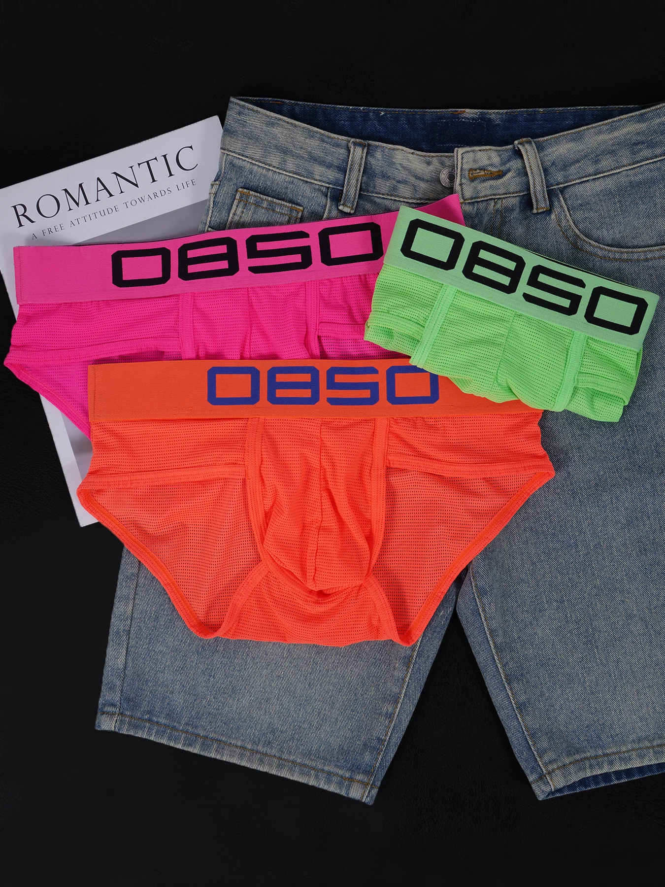 

3 шт. мужских сексуальных трусов-брифов из сетки, полупрозрачный дизайн, стильный и модный фасон