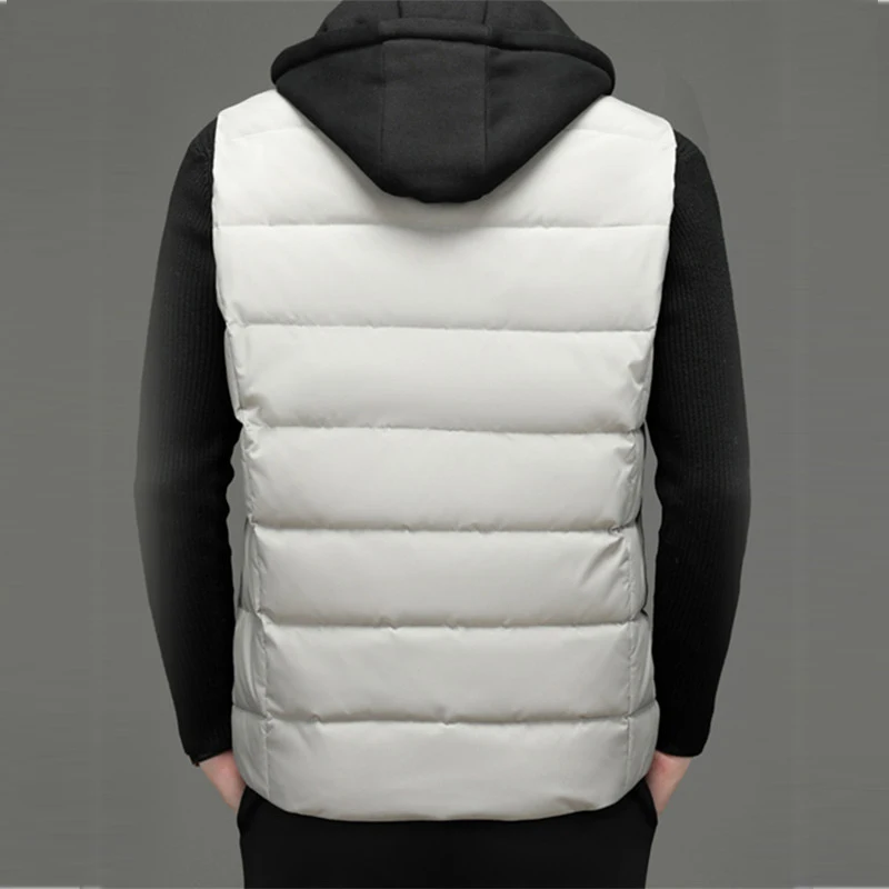 New Mens Duck Down Vest Fashion Hooded Sleeveless Jacket Coat Casual Warm Waistcoat Winter Hat Detachable Vests Men Chothing