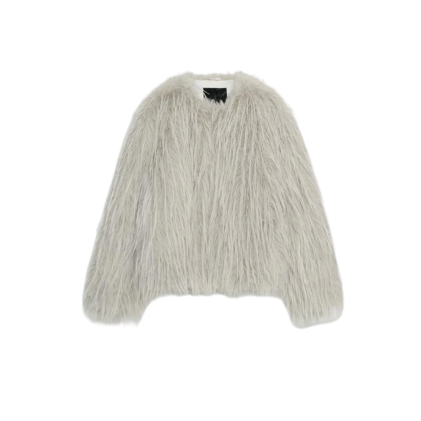 Nuevo Abrigo Corto Hoado de Diseño para Mujer, Estilo Francés, con Efecto de Piel Artificial, Manga Larga, Sin Gorro Incluido