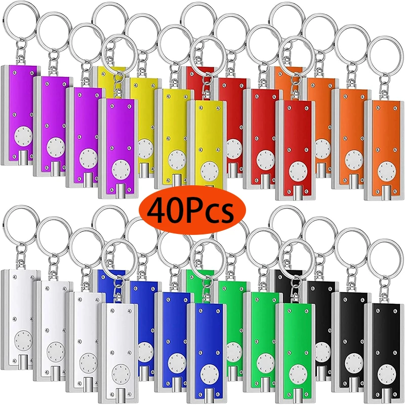 

40Pcs Small Portable Keychain Rectangular Keyring High Quality Led Flashlight Fashion Gift Promotion Keychain