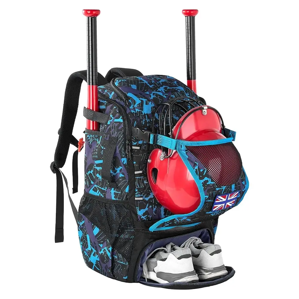 

45L Youth Baseball Bat Bag, Softball Bag, Baseball Equipment Backpack Bag with Shoe Compartment