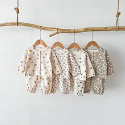 Sweat-shirt en coton gaufré à manches longues pour bébé garçon et fille, ensemble de tenue pour enfants, tricot pour bébés, super oiseau, vêtements pour la maison, vente en gros, automne