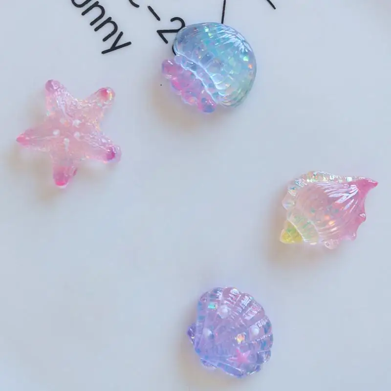 10Pcs Cute Mini Star Shell Flat Back Cabochons Multipurpose Kawaii DIY Accessories for Scrapbook Various Craft Projects