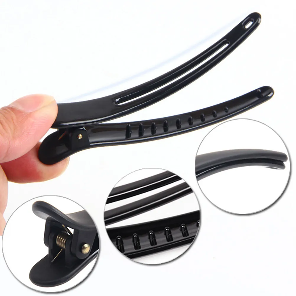 12Pcs Black Hair Barrettes Hairpins Frosted Grip Clips No Mark Damage Free Hair Clamps for Salon Home Use