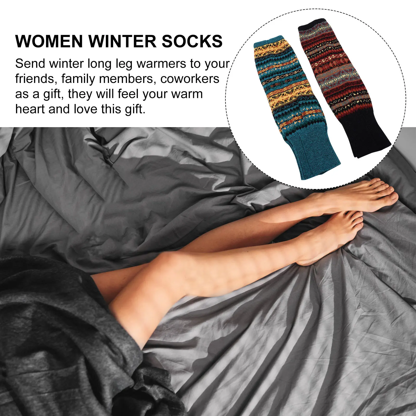 

2Pairs Winter Wool Leg Warmers Stylish Women Sock Covers One Size Fits All Warm Clothing Accessory Winter Leg Protective Cover