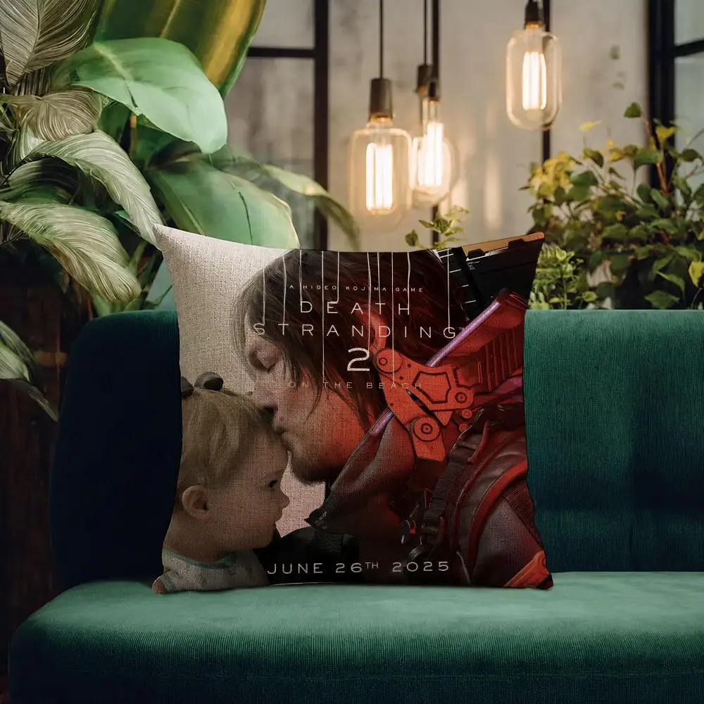 Game Death Stranding 2 Cushion Cover Natural Linen Pillowcase Set All-in-One Decor Cushion Cover for Sofa Bedroom Chair