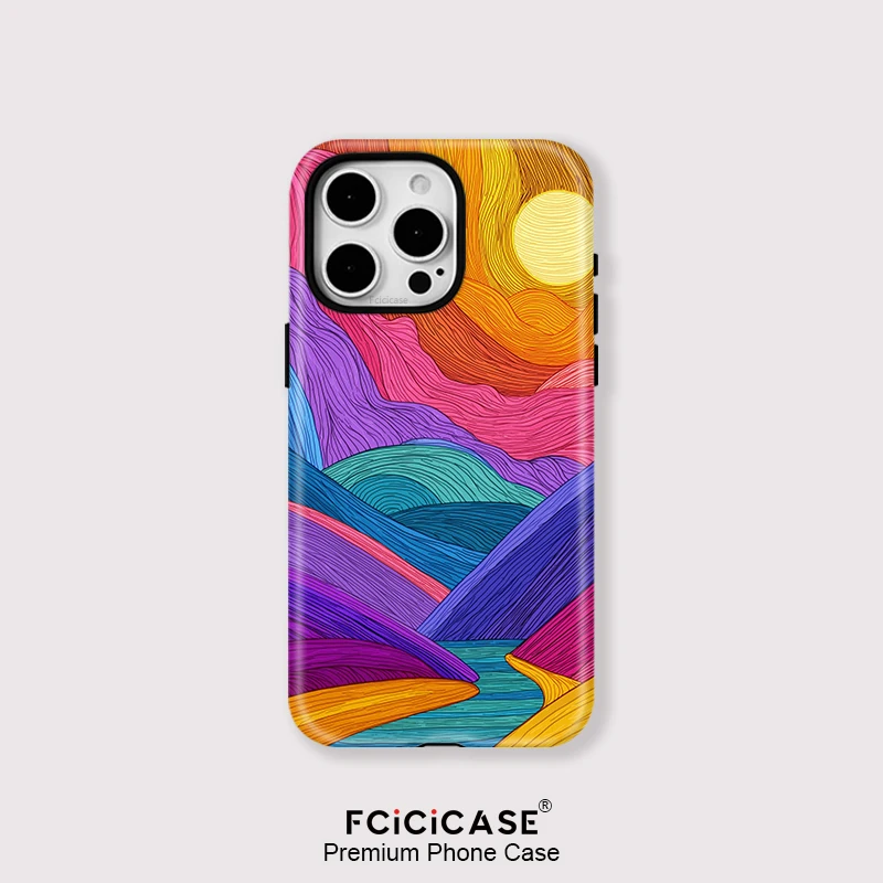 Fcicicase Magnetische Hülle für iPhone 14 15 16 Pro Max 12 11 13 Pro für Magsafe Wireless Charging Streifen Bunte Malerei Abdeckung