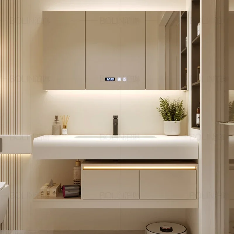 

Luxury Organizer Storage Bathroom Cabinets Mirror Wall Mounted Space Saver Washroom Cabinet Vanity Home Mobile Bagno Furniture