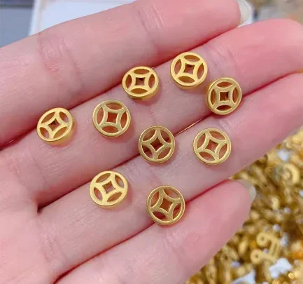 24k pure gold charms loose beads coin charms bracelet gold jewelry charms first order deals free shipping