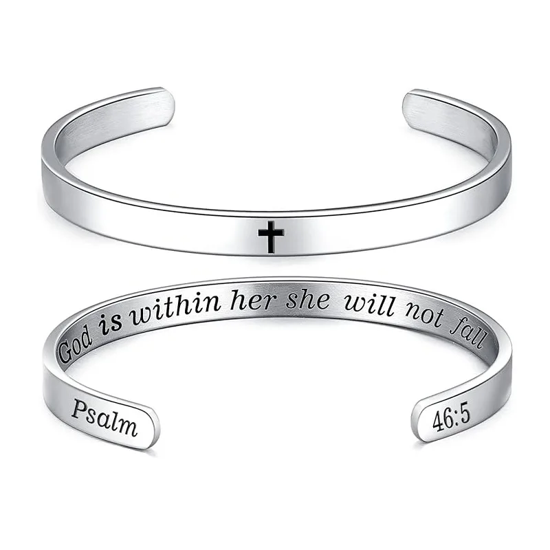 Custom Name Text Stainless Steel Bangle for Woman Personalized Double Side Engraved Silver Cuff Bangle Jewelry Family Gift