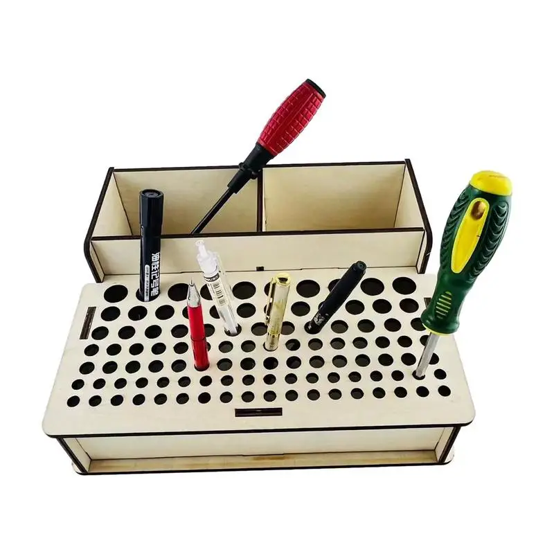 Handwork Tools Holder Box 103 Holes Organizer Wooden Rack For Leather Craft Punches Stand Carving Tools Drill Bits Storage