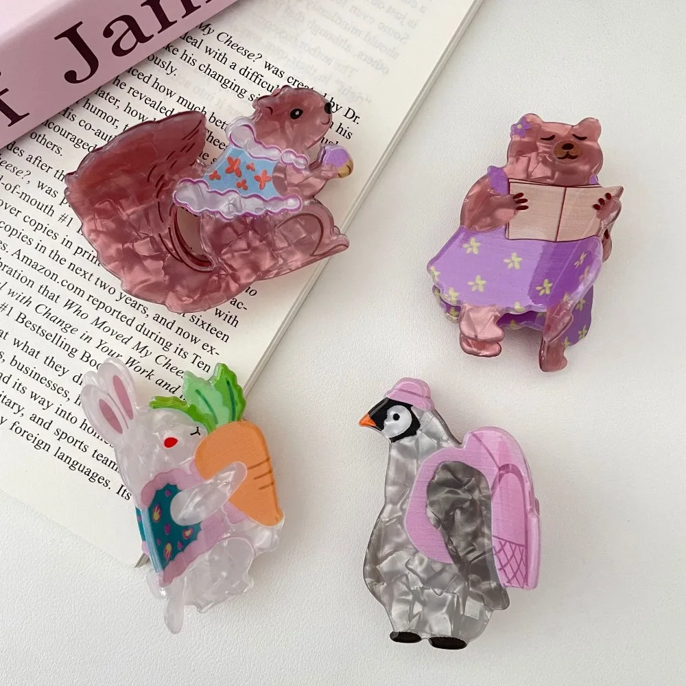 Creative Animals Cute Rabbit Hair Grab Penguin Exquisite Cartoon Hair Claw Squirrel Sweet Hairpin Daily