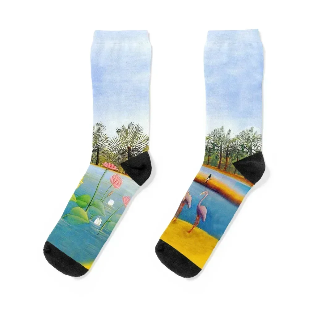 

Henri Rousseau - The Flamingos famous painting Socks cartoon hiking Men's Socks Luxury Women's