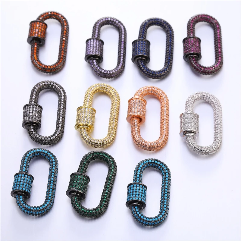 Juya 18K Gold Plated Decorative Pendant Fasteners Carabiner Screw Bolt Clasps Accessories For DIY Fashion Punk Jewelry Making