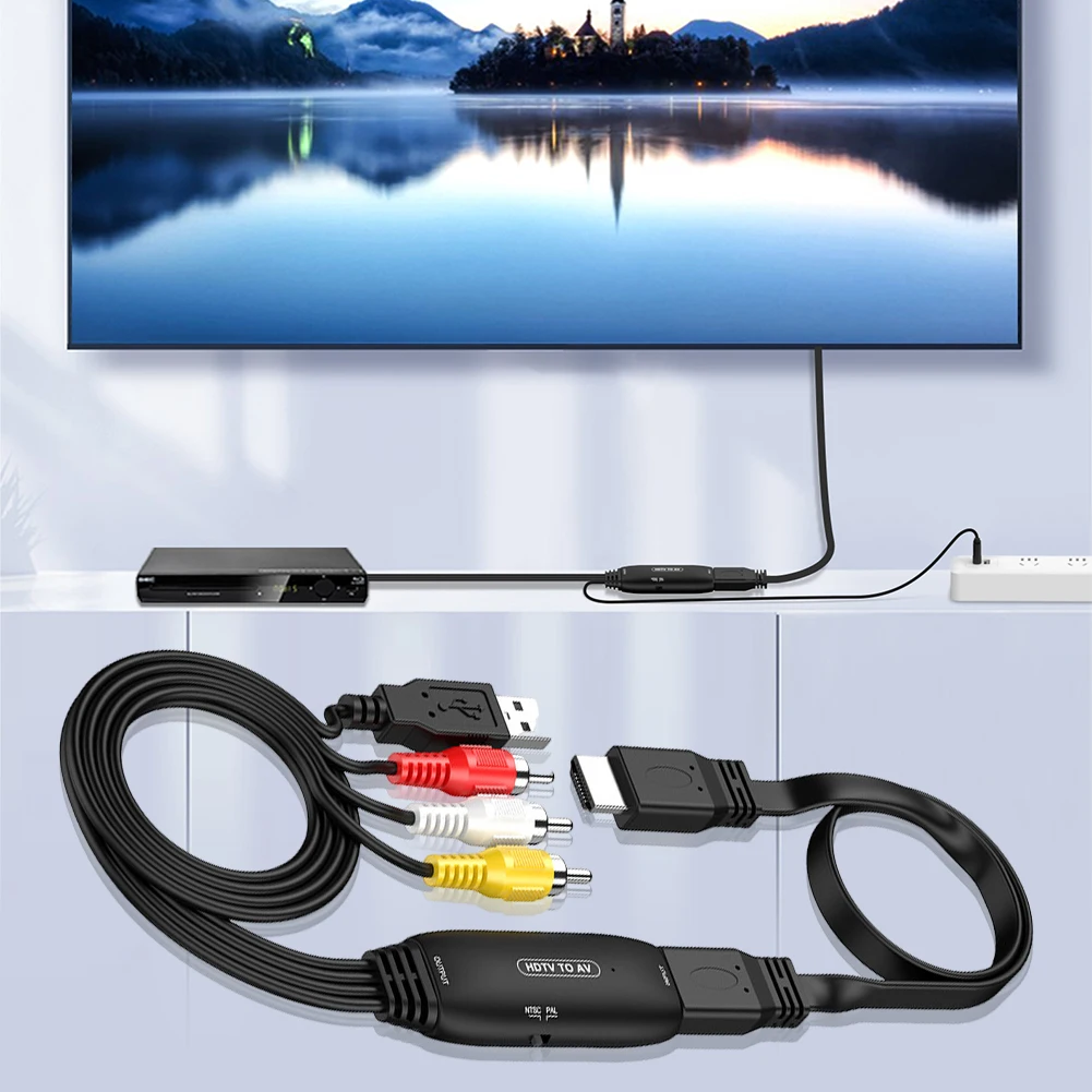 HDMI-เข้ากันได้กับ RCA Converter 1080P HDMI-เข้ากันได้กับ AV 3RCA CVBs Composite Video Audio Converter รองรับ PAL/NTSC